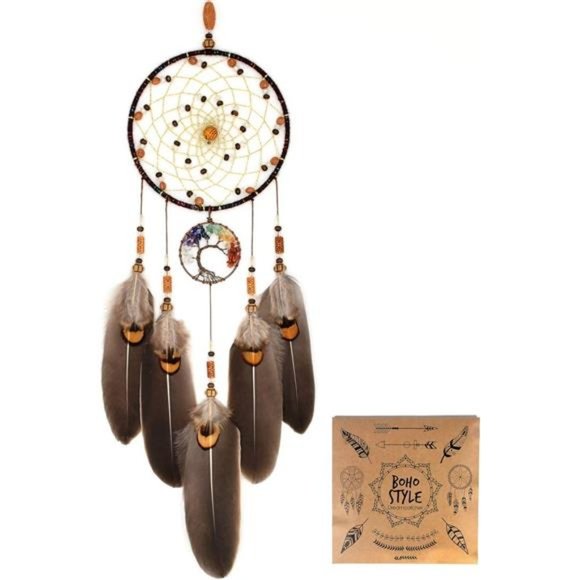 Tree of Life Dream Catchers for Bedroom Adult Brown Boho Dream Catcher WallDecor - Picture 3 of 7